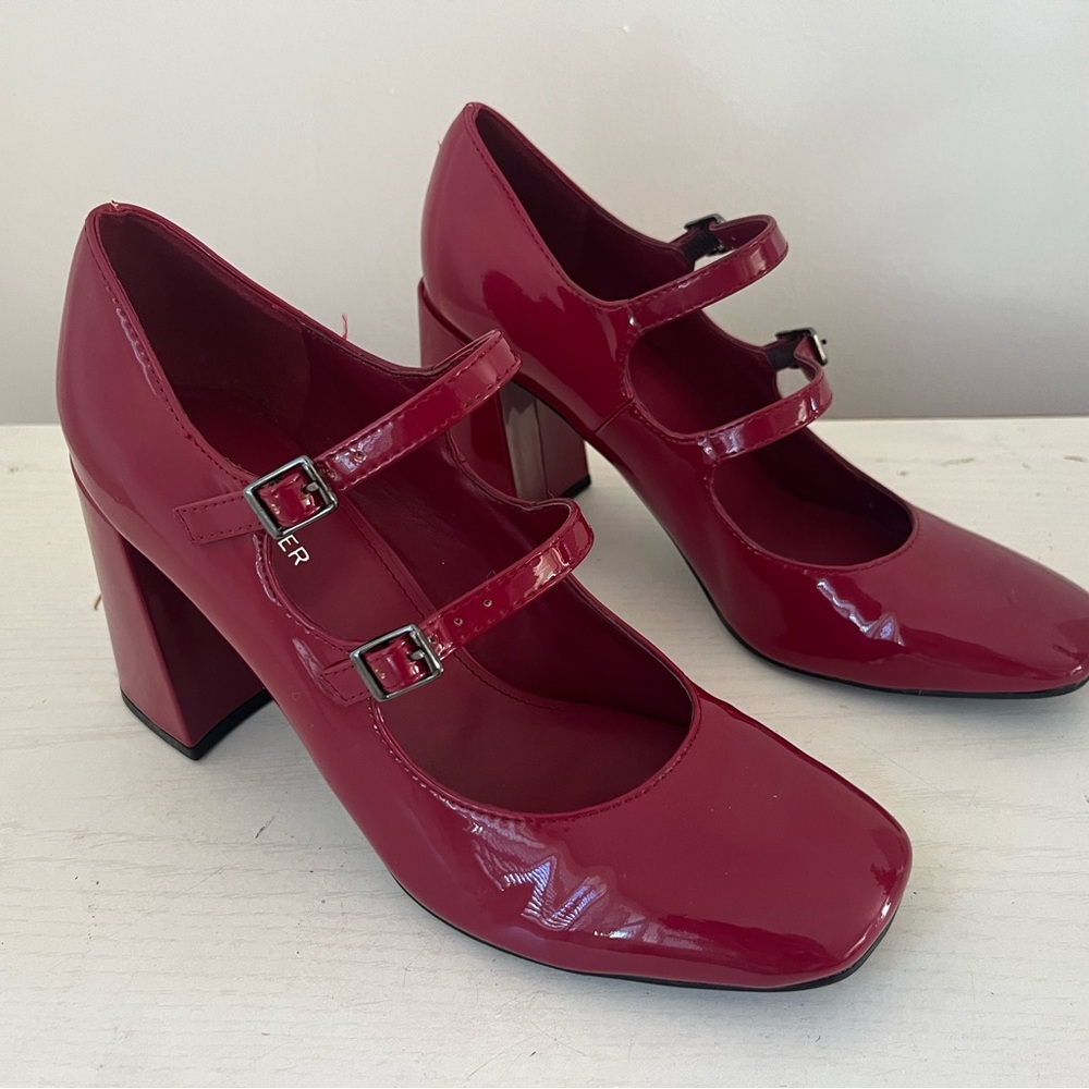 Marc Fisher Red Double Strap Heels